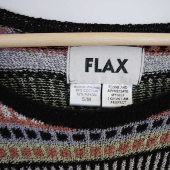 Vtg 90s cotton blend colorful pastel blk knit swea - Picture 3 of 7